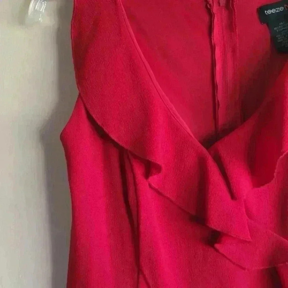 Teeze Me Juniors' Ruffled Wrap mini Dress red size 9/10 juniors - Picture 4 of 11